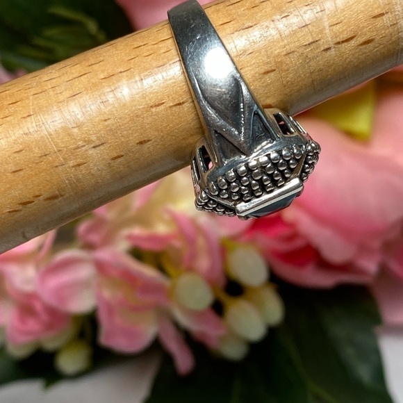 925 NF Thailand Sterling Silver Ring Blue Stone Size 6.75 Chunky Cocktail  9.49g - Picture 11 of 13